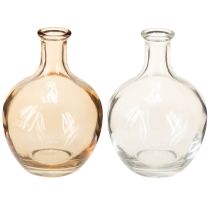 Produkt Szklana butelka mini wazonik bursztynowo-przezroczysty Ø7,5cm wys.11cm 4 szt.