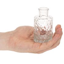 Produkt Miniaturowy wazon szklany z wzorem diamentowym, mały wazon stołowy, butelka, przezroczysty, 9 cm, 6 sztuk