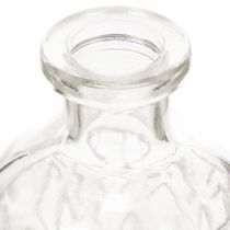 Produkt Butelka szklana z wzorem diamentowym, butelka dekoracyjna, wazon, mała, 13 cm, 6 sztuk