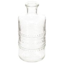 Produkt Butelka szklana z wzorem, cylindryczna, przezroczysta, wazon dekoracyjny, 15 cm, 6 szt.