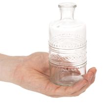 Produkt Butelka szklana z wzorem, cylindryczna, przezroczysta, wazon dekoracyjny, 15 cm, 6 szt.