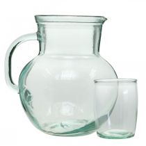 Produkt Szklany dzbanek ze szklankami, zestaw do serwowania napojów niebieskawy przezroczysty wys. 20 cm/11,5 cm 5 sztuk
