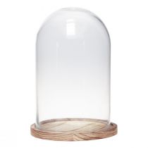 Produkt Szklany dzwonek z drewnianą dekoracją ze szkła Ø17cm W25cm