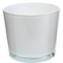 Produkt Szklana doniczka biała szklana doniczka Ø14.5cm H12.5cm