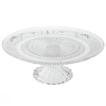 Produkt Talerz szklany na nóżce Płaska szklana miska z przezroczystym wzorem Ø25cm