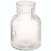 Produkt Szklany wazon wazon na kwiaty szkło rowkowane retro przezroczysty Ø13,5cm wys.20cm