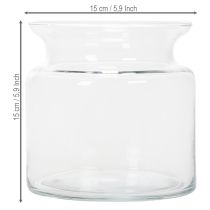 Produkt Wazon szklany przezroczysty, dekoracyjny wazon szklany z rantem, na świecznik lub wazon na kwiaty, 15 cm
