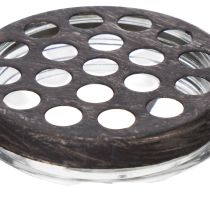 Produkt Szklana butelka w metalowym koszyku, idealna jako element dekoracyjny w salonie, 20 cm