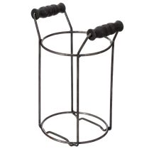 Produkt Szklana butelka w metalowym koszyku, idealna jako element dekoracyjny w salonie, 20 cm
