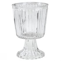 Produkt Szklany wazon z ozdobną, karbowaną filiżanką ze szkła Ø13cm W19cm