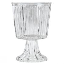 Produkt Szklany wazon z ozdobną, karbowaną filiżanką ze szkła Ø13cm W19cm