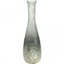 Wazon na kwiaty ze szkła, wazon stołowy dwukolorowe prawdziwe szkło bezbarwne, srebrne wys.30cm