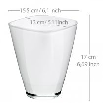 Wazon na kwiaty, naczynie szklane, donica biały W17cm S13cm