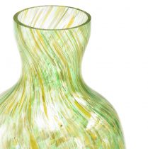 Produkt Wazon szklany Szklany dekoracyjny wazon na kwiaty zielony żółty Ø10cm W18cm