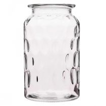 Szklany wazon z wzorem, szklana latarnia W18,5 cm Ø11 cm Przezroczysty