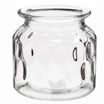 Produkt Szklany wazon z wzorem, latarnia przezroczyste szkło W11cm Ø11cm