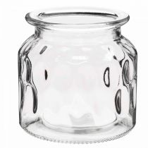 Szklany wazon z wzorem, latarnia przezroczyste szkło W11cm Ø11cm