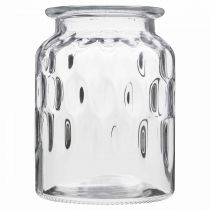 Szklany wazon z wzorem, latarnia przezroczyste szkło W15cm Ø11cm