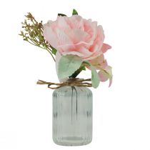 Produkt Wazon szklany ze sztuczną dekoracją stołu w kolorze piwonii różowej 20cm