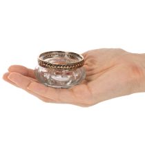 Produkt Szklane podgrzewacze z ozdobnym metalowym rantem, 6 cm, 4 sztuki