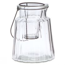 Produkt Szklana latarnia z uchwytem ze szkła przezroczystego Ø14cm W18cm