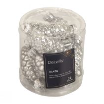 Produkt Szyszki świąteczne szklane rożki dekoracja szklana srebrna wys. 6,5cm 10 sztuk