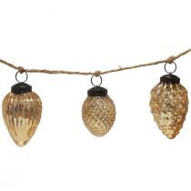Produkt Szklana girlanda w kształcie stożka wisząca dekoracja świąteczna złota 120cm