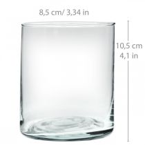Okrągły szklany wazon, przezroczysty szklany cylinder Ø9cm H10,5cm