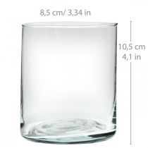 Produkt Okrągły szklany wazon, cylinder z przezroczystego szkła Ø9cm W10,5cm