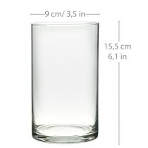 Produkt Okrągły szklany wazon, cylinder z przezroczystego szkła Ø9cm W15,5cm