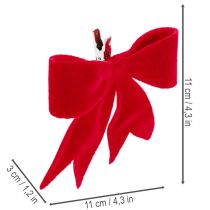 Produkt Dekoracyjna czerwona kokarda z klipsem. Uniwersalna ozdoba świąteczna. 11 cm, 4 sztuki.