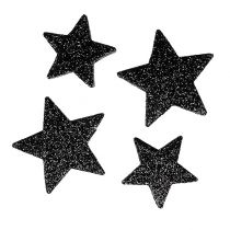 Gwiazdy brokatowe czarne 4-5cm 40szt.