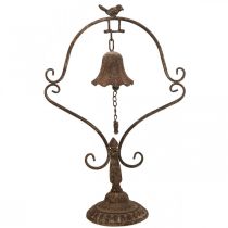 Deco dzwon antyczny metalowy dzwonek metalowa dekoracja rdzawy wys. 53 cm