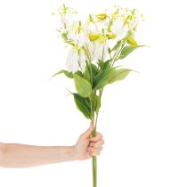 Produkt Sztuczny kwiat Gloriosa, biały i żółty, elegancka gałązka kwitnąca do dekoracji, 80 cm, 3 sztuki