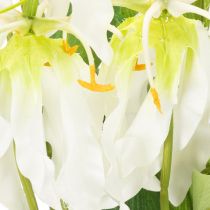 Produkt Sztuczny kwiat Gloriosa, biały i żółty, elegancka gałązka kwitnąca do dekoracji, 80 cm, 3 sztuki