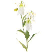 Produkt Sztuczny kwiat Gloriosa, biały i żółty, elegancka gałązka kwitnąca do dekoracji, 80 cm, 3 sztuki