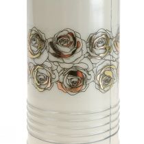 Produkt Znicz grobowy białe róże złote światło żałobne Ø7cm 23,5cm 100h 2szt