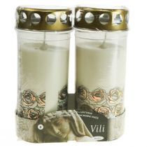Produkt Świece nagrobne białe róże lampka żałobna lampka pamiątkowa Ø7cm W18cm 90h 2szt