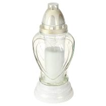 Produkt Lampa grobowa szklana serce grawerowane lampion grobowy przezroczysty Ø11cm H26cm