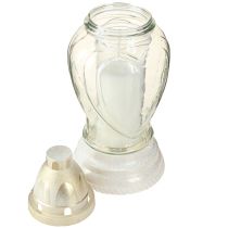 Produkt Lampa grobowa szklana serce grawerowane lampion grobowy przezroczysty Ø11cm H26cm
