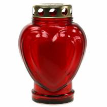 Produkt Lampa grobowa serce czerwona 11,5cm x 8,5cm wys. 17,5cm 4 sztuki