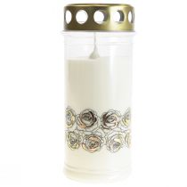Produkt Świeca nagrobna białe róże złota lampka żałobna Ø7cm W18cm 77h