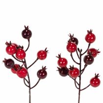 Produkt Sztuczna gałązka granatu z rozgałęzionymi łodygami jako dekoracja wazonu, 19 cm, 4 sztuki