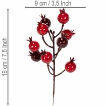 Produkt Sztuczna gałązka granatu z rozgałęzionymi łodygami jako dekoracja wazonu, 19 cm, 4 sztuki