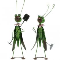 Produkt Grasshopper Garden Figurka Metalowa dekoracja Cricket z grabiami i łopatą H33cm Zestaw 2