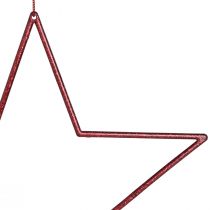 Produkt Gwiazdki dekoracyjne duże czerwone do zawieszania gwiazdek z brokatem 24cm 6 szt