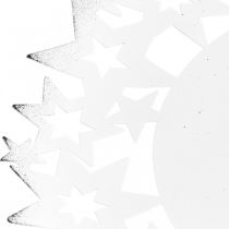 Talerzyk bożonarodzeniowy metalowy talerz dekoracyjny z gwiazdkami biały Ø34cm