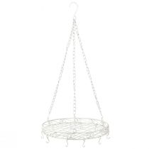 Produkt Wisząca metalowa taca z haczykami w kolorze białym Ø29,5 cm W55 cm