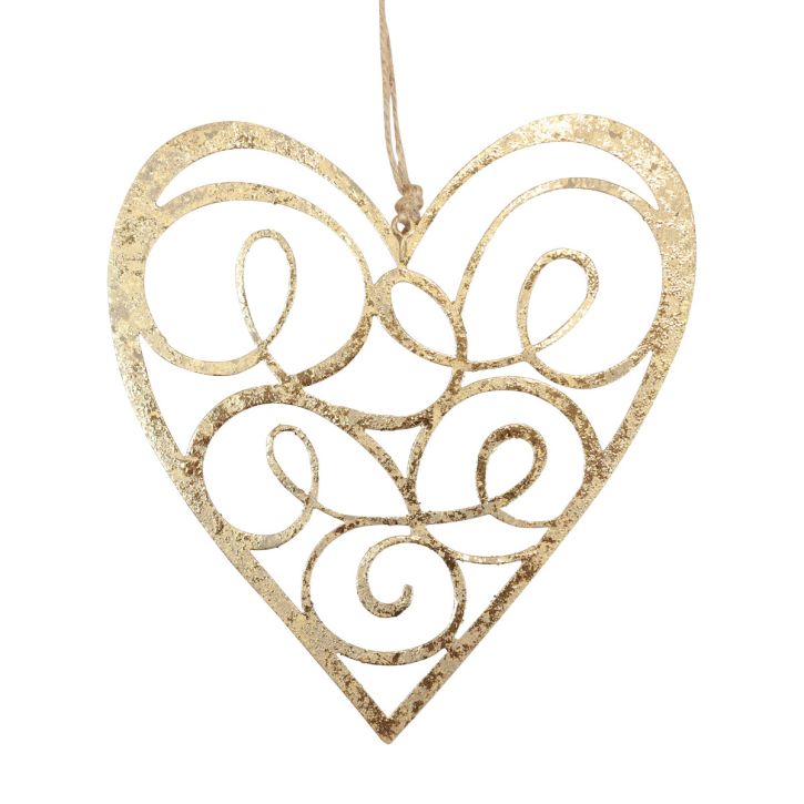 Produkt Dekoracja wisząca na okno metalowe serca dekoracja serca złote 17cm 2szt
