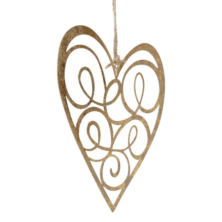 Produkt Dekoracja wisząca na okno metalowe serca dekoracja serca złote 17cm 2szt